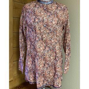 Georg Roth Los Angeles Blouse XS Paisley 1/4 button down long sleeve tunic top